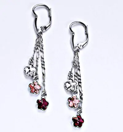 Stříbrné visací náušnice kytičky Swarovski - NK20/3/1297