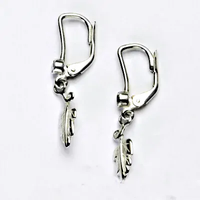 Stříbrné visací náušnice lístek čirý zirkon - NK28/214