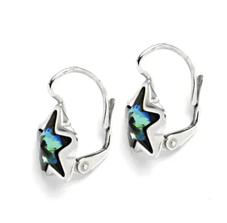 Stříbrné náušnice hvězda Swarovski krystal bermuda blue - NK1325