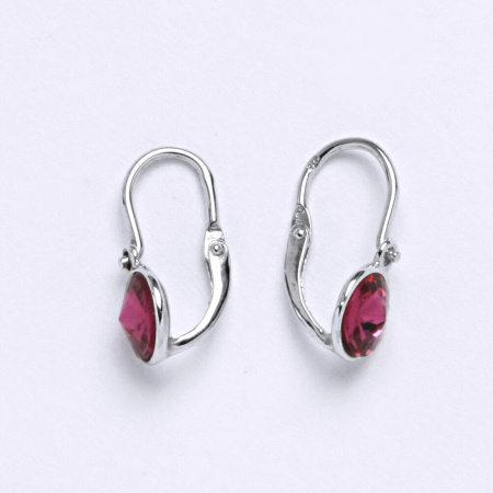 Stříbrné dětské náušnice Swarovski Fuchsie - NK1336