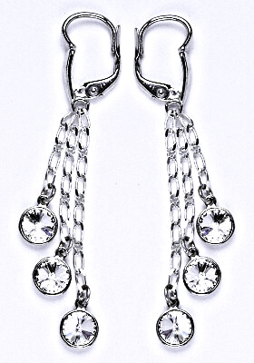Stříbrné visací náušnice Swarovski čiré - NK20/3/1336