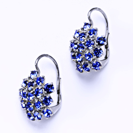 Stříbrné náušnice květ Swarovski Saphire - NK1342