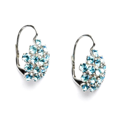 Stříbrné náušnice květ Swarovski Light turguise - NK1342