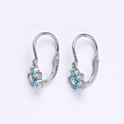 Stříbrné náušnice dětské kytička Swarovski tyrguise - NK1391