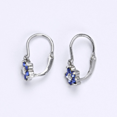 Stříbrné náušnice dětské kytička Swarovski saphire - NK1391