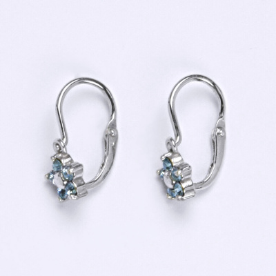 Stříbrné náušnice dětské kytička Swarovski akvamarine - NK1391