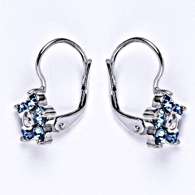 Stříbrné náušnice kytička Swarovski akvamarine - NK1444