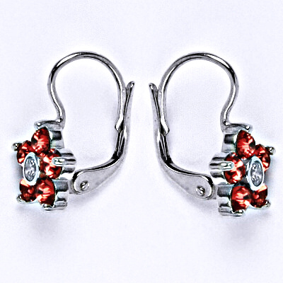 Stříbrné náušnice kytička Swarovski paparadcha - NK1444