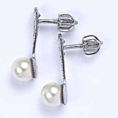 Stříbrné náušnice perla Swarovski white - NŠ1241