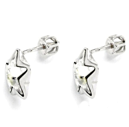 Stříbrné náušnice hvězda Swarovski krystal čirý - NŠ1325