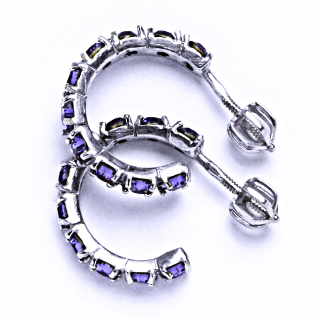 Stříbrné náušnice Swarovski Tanzanite - NŠ1340
