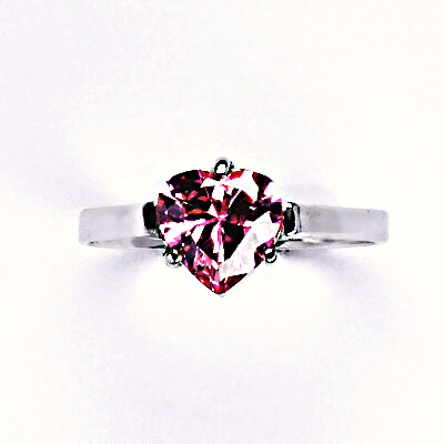 Stříbrný prsten srdce pink zirkon - T1081
