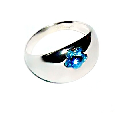 Stříbrný prsten Swarovski akvamarine - T1301