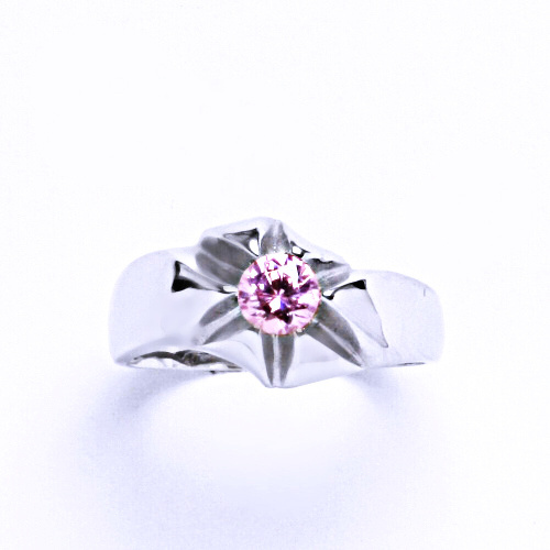 Stříbrný prsten pink zirkon - T1329
