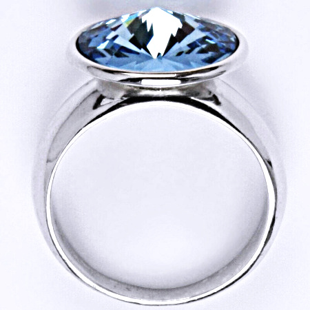 Stříbrný prsten Swarovski akvamarine - T1372