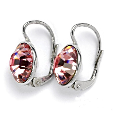 Stříbrné náušnice Swarovski light rose - NK1347