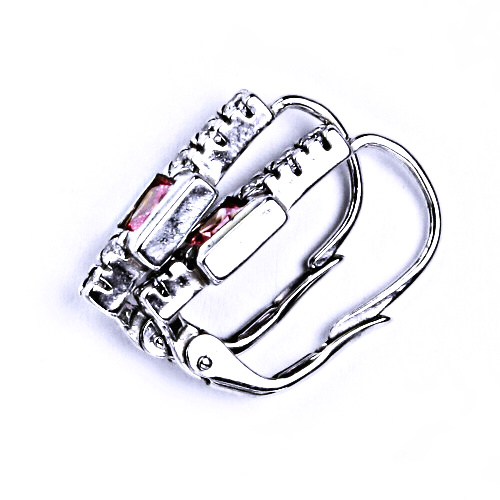 Stříbrné náušnice pink zirkon - VE37