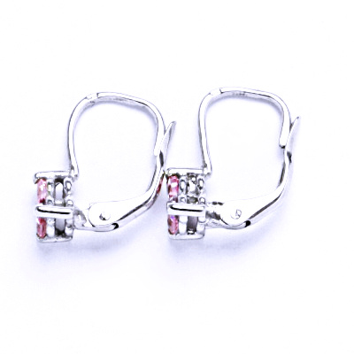 Stříbrné náušnice pink zirkony - VE135
