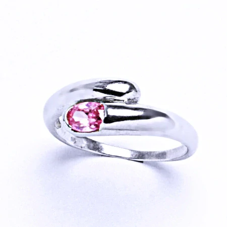 Stříbrný prsten pink zirkon - VR289