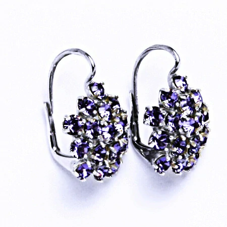 Stříbrné náušnice květ Swarovski Tanzanite - NK1342