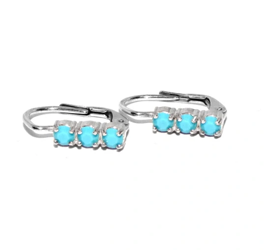 Stříbrné náušnice Swarovski tyrquise - NK1323