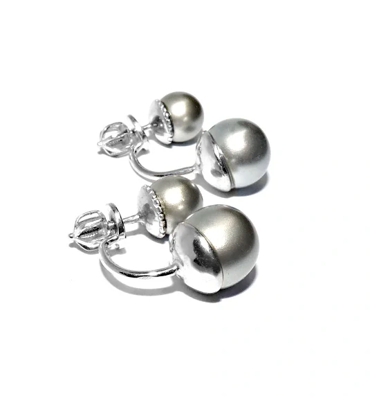 Stříbrné náušnice 2v1 Swarovski perla šedá - NŠ1183/1512v