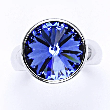 Stříbrný prsten Swarovski saphire - T1372