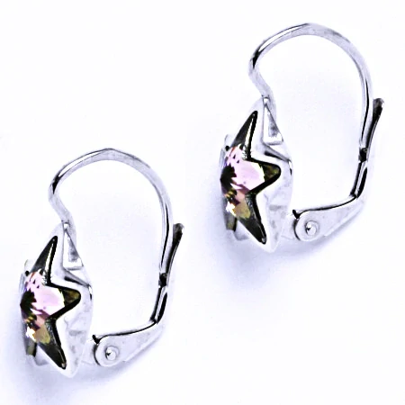 Stříbrné náušnice hvězda Swarovski krystal Vitrail light - NK1325