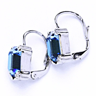 Stříbrné náušnice Swarovski krystal akvamarin- NK1201