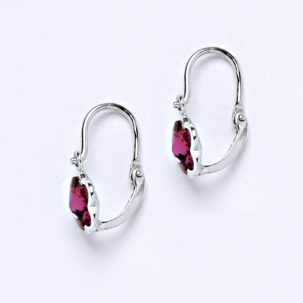 Zlaté dětské náušnice kytičky Swarovski fuchsie - NK1297 bílé zlato