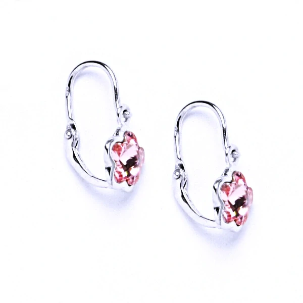 Zlaté dětské náušnice kytičky Swarovski rose - NK1297 bílé zlato