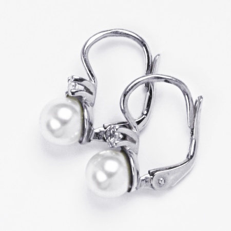 Stříbrné náušnice Swarovski perla White - NK1243