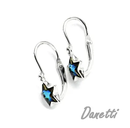 Stříbrné dětské náušnice hvězda Swarovski - NK1326 bermuda blue