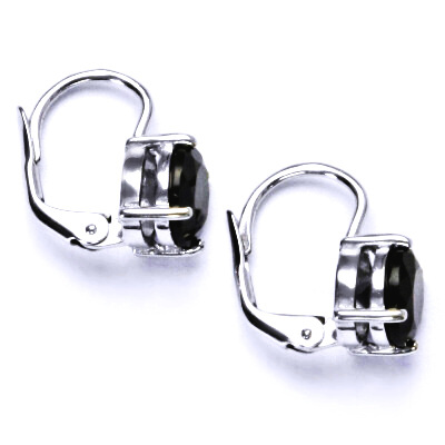 Stříbrné náušnice přírodní černý spinel , pleonast - NK1252