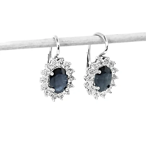 Stříbrné náušnice Kate přírodní safír 8x6 mm - NK1507
