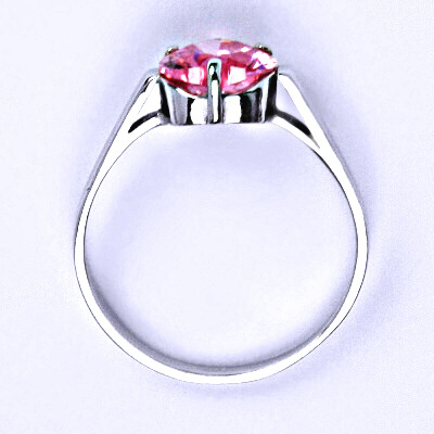 Stříbrný prsten srdce pink zirkon - T1081