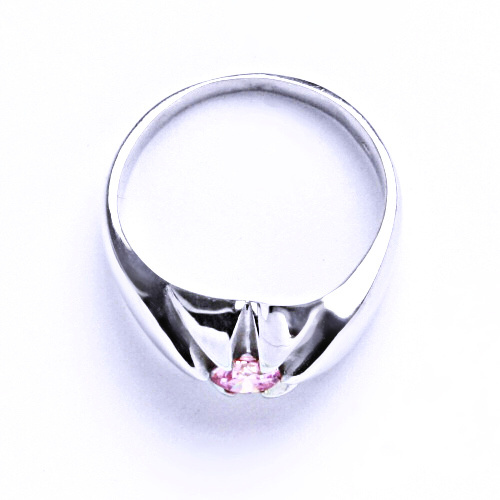 Stříbrný prsten pink zirkon - T1329