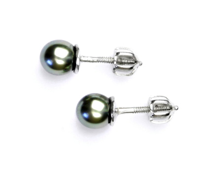 Stříbrné náušnice 2v1 Swarovski perla šedozelená - NŠ1183/1512m