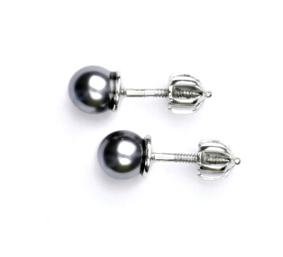 Stříbrné náušnice 2v1 Swarovski perla sytě šedá - NŠ1183/1512m