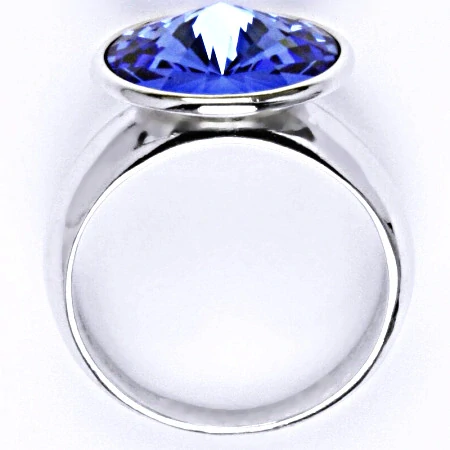 Stříbrný prsten Swarovski saphire - T1372
