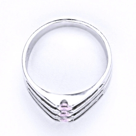 Stříbrný prsten pink zirkony - T1365