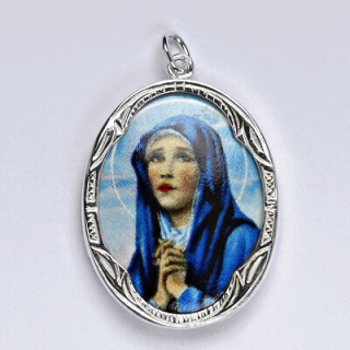 Stříbrný přívěsek porcelánový medailon Madonka - P158 MO