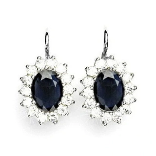 Stříbrné náušnice Kate přírodní safír 8x6 mm - NK1507