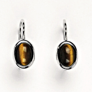 Stříbrné náušnice přírodní tygří oko 7x5 mm - NK1354