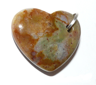 Stříbrný přívěsek srdce přírodní jaspis