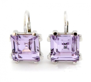 Stříbrné náušnice Swarovski krystal violet - NK1196