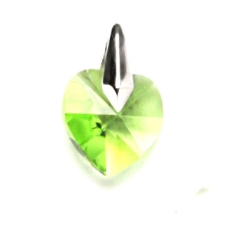 Stříbrný přívěsek srdce Swarovski krystal peridot - P1310