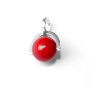 Stříbrný přívěsek přírodní červený korál - 2517