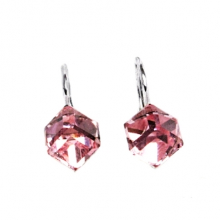 Stříbrné náušnice Swarovski light rose - NK1230