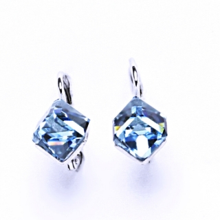 Stříbrné náušnice Swarovski akvamarine - NK1230